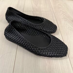 Simons Black leather ballerinas